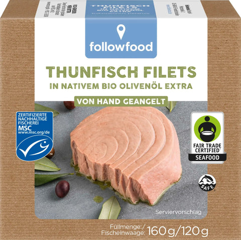 Followfood MSC Thunfisch Filets in Bio-Olivenöl  160g - DE-ÖKO-006